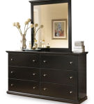 Maribel Twin Panel Bed, Dresser, Mirror and Nightstand-Black