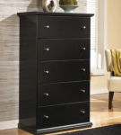 Maribel Queen Panel Bed, Dresser, Mirror, Chest and 2 Nightstands-Black