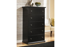 Maribel Queen Panel Bed, Dresser, Mirror, Chest and 2 Nightstands-Black