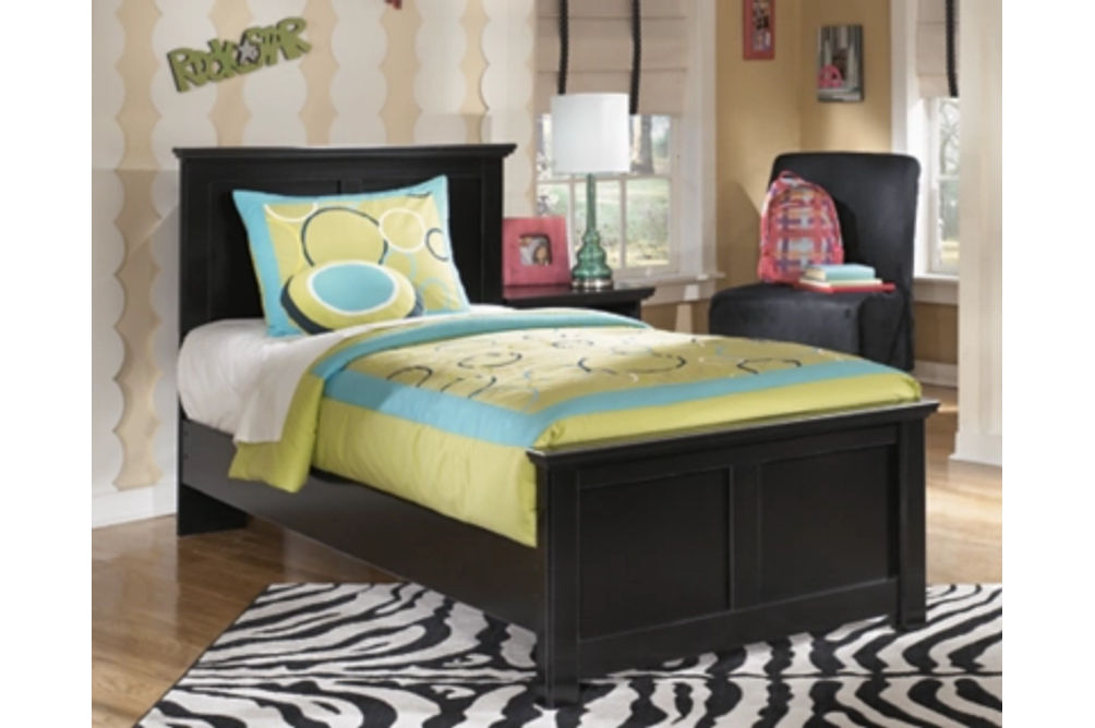 Signature Design by Ashley Maribel Twin Panel Bed and Nightstand-Black