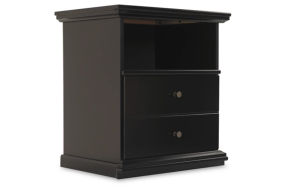 Signature Design by Ashley Maribel Twin Panel Bed and Nightstand-Black