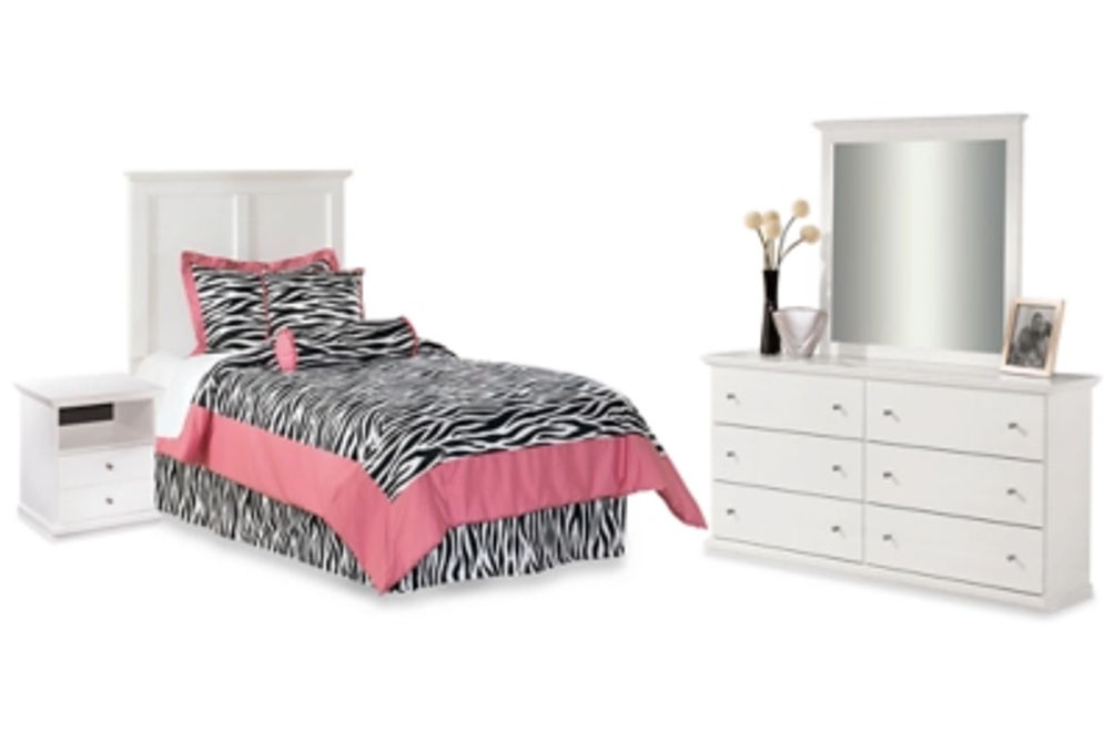 Bostwick Shoals Twin Panel Headboard, Dresser, Mirror and Nightstand-White