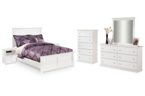 Bostwick Shoals Full Panel Bed, Dresser, Mirror, Chest, and 2 Nightstands-White