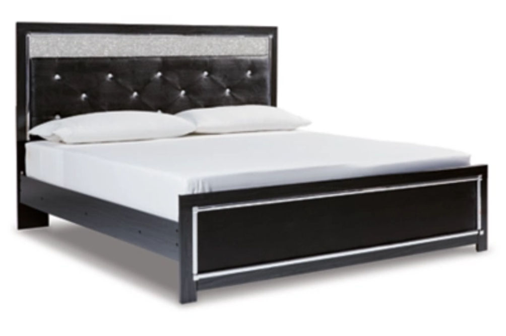 Kaydell King Upholstered Panel Bed, Dresser and Mirror-