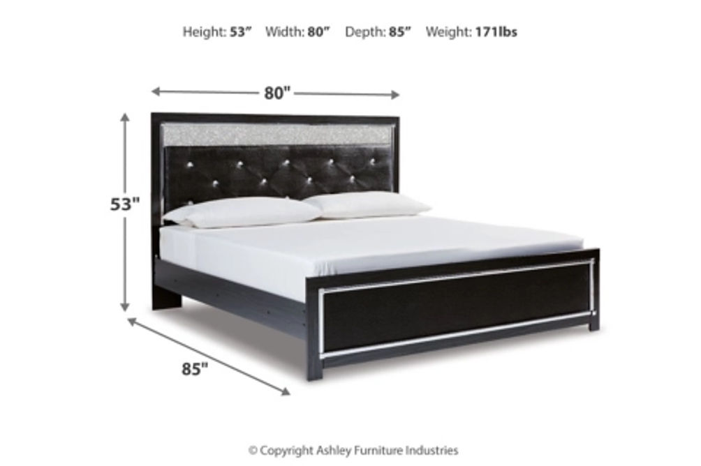 Kaydell King Upholstered Panel Platform Bed, Dresser and Mirror-