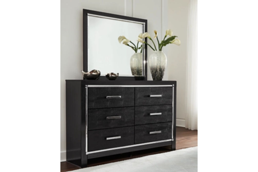 Kaydell Queen Panel Bed, Dresser, Mirror, Chest and Nightstand-Black