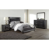 Kaydell Queen Upholstered Panel Bed, Dresser and Mirror-