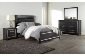 Kaydell Queen Upholstered Panel Bed, Dresser and Mirror-