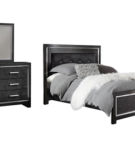 Kaydell Queen Upholstered Panel Bed, Dresser and Mirror-