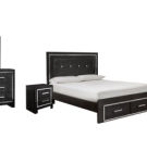 Kaydell Queen Upholstered Panel Storage Bed, Dresser, Mirror and 2 Nightstands