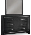 Kaydell Queen Upholstered Panel Bed, Dresser, Mirror and Nightstand-Black