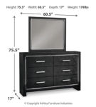 Kaydell Queen Upholstered Panel Bed, Dresser, Mirror and Chest-Black