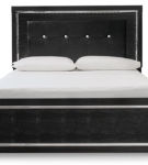 Kaydell Queen Upholstered Panel Bed, Dresser, Mirror and Nightstand-Black