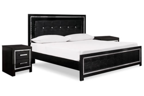 Signature Design by Ashley Kaydell King Upholstered Panel Bed and 2 Nightstands