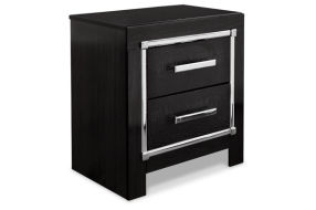 Kaydell King Upholstered Panel Bed, Dresser, Mirror and Nightstand-Black