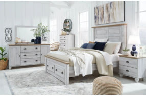 Signature Design by Ashley Haven Bay Queen Panel Storage Bed, Dresser, Mirror,