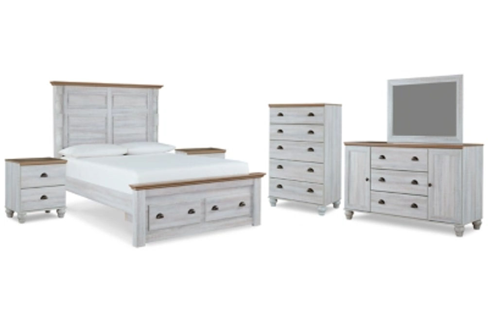 Signature Design by Ashley Haven Bay Queen Panel Storage Bed, Dresser, Mirror,