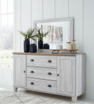 Haven Bay Queen Panel Bed, Dresser, Mirror and Nightstand-Two-tone