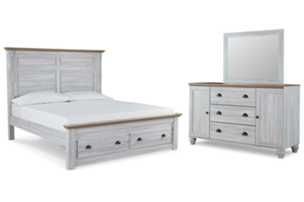 Signature Design by Ashley Haven Bay King Panel Storage Bed, Dresser and Mirror