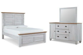 Signature Design by Ashley Haven Bay Queen Panel Bed, Dresser and Mirror