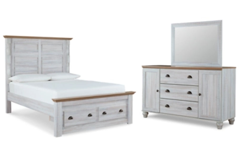 Haven Bay Queen Panel Storage Bed, Dresser and Mirror-