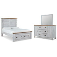 Haven Bay Queen Panel Storage Bed, Dresser and Mirror-