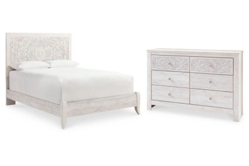 Signature Design by Ashley Paxberry Queen Panel Bed and Dresser-Whitewash