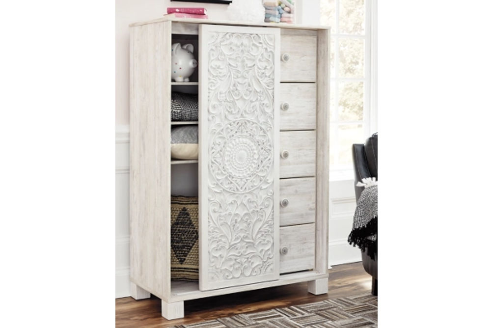 Signature Design by Ashley Paxberry Queen Panel Bed and Chest-Whitewash