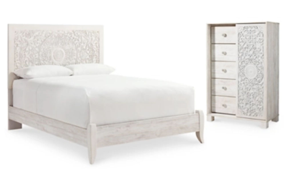 Signature Design by Ashley Paxberry Queen Panel Bed and Chest-Whitewash