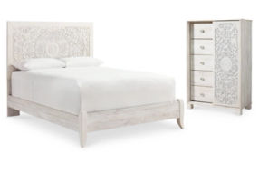 Signature Design by Ashley Paxberry Queen Panel Bed and Chest-Whitewash