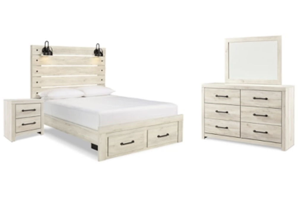 Cambeck Queen Panel Storage Bed, Dresser, Mirror and Nightstand