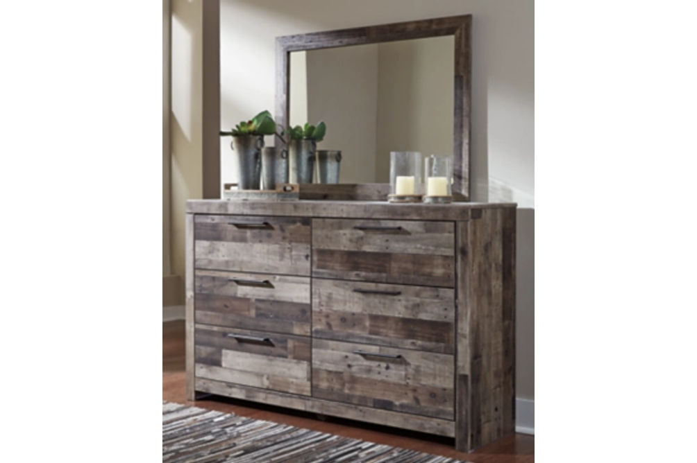 Derekson Queen Panel Storage Bed, Dresser, Mirror and 2 Nightstands-Multi Gray