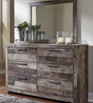 Derekson Queen Panel Storage Bed, Dresser, Mirror and 2 Nightstands-Multi Gray