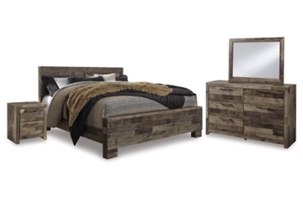 Benchcraft Derekson King Panel Bed, Dresser, Mirror and Nightstand