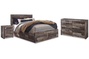 Benchcraft Derekson Queen Panel Storage Bed, Dresser, and 2 Nightstand-Multi