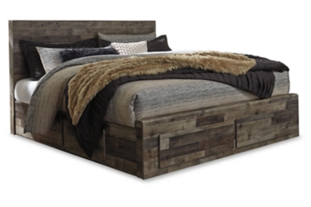 Benchcraft Derekson King Panel Bed with 4 Storage Drawers-Multi Gray