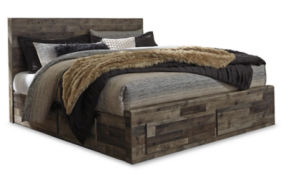 Benchcraft Derekson King Panel Bed with 4 Storage Drawers-Multi Gray