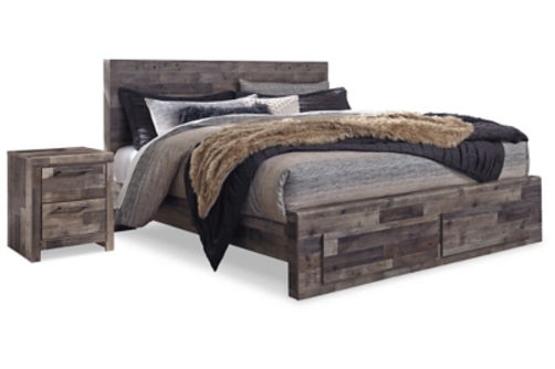 Signature Design by Ashley Derekson King Panel Storage Bed and 2 Nightstands-M