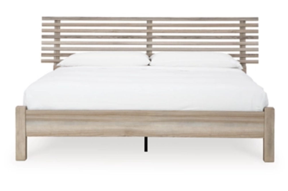 Signature Design by Ashley Hasbrick King Slat Panel Bed-Tan