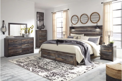 Signature Design by Ashley Drystan King Panel Storage Bed, Dresser and Mirror
