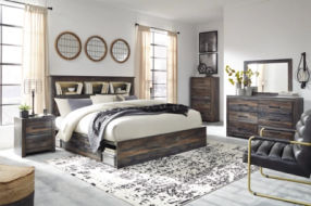 Signature Design by Ashley Drystan King Bookcase Bed with 2 Storage Drawers