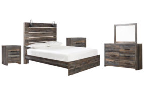 Drystan Queen Panel Bed, Dresser, Mirror and 2 Nightstands-Multi