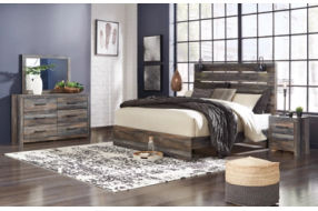 Drystan King Panel Bed, Dresser, Mirror, and Nightstand-Multi