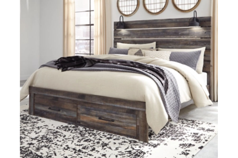 Signature Design by Ashley Drystan King Panel Bed with 2 Storage Drawers-Multi