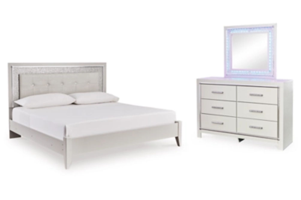 Signature Design by Ashley Zyniden King Upholstered Panel Bed, Dresser and Mir