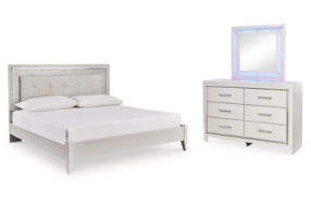 Signature Design by Ashley Zyniden King Upholstered Panel Bed, Dresser and Mir