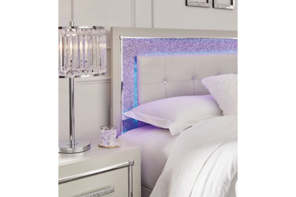 Signature Design by Ashley Zyniden King Upholstered Panel Bed-Silver