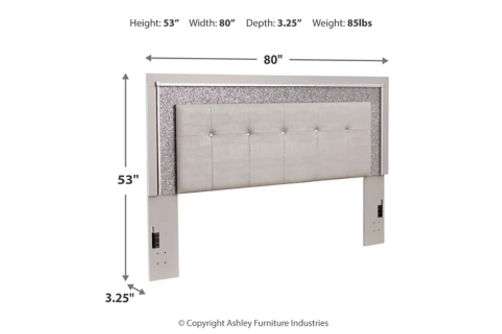 Signature Design by Ashley Zyniden King Upholstered Panel Headboard, Dresser a