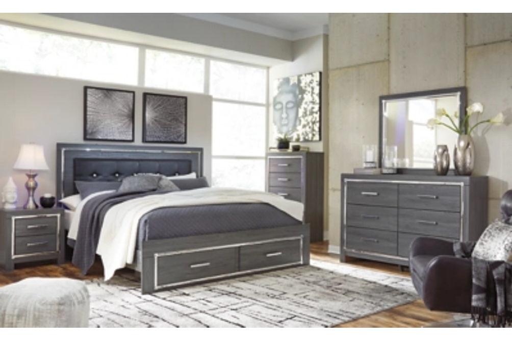 Signature Design by Ashley Lodanna King Panel Bed with 2 Storage Drawers-Gray