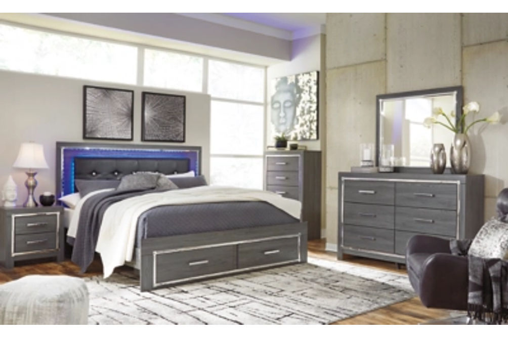 Signature Design by Ashley Lodanna King Panel Bed with 2 Storage Drawers-Gray